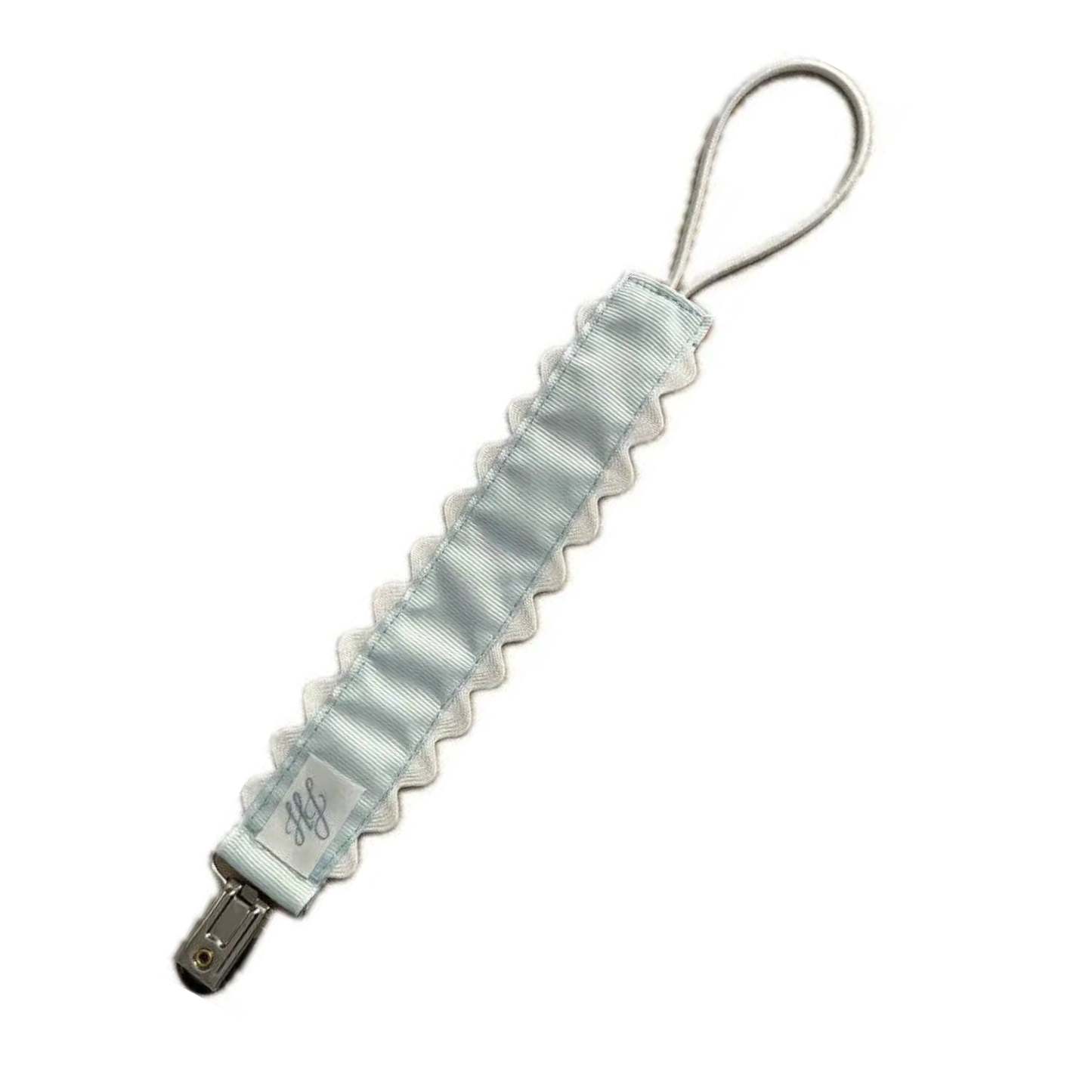 Scalloped Paci Clip - Blue & White