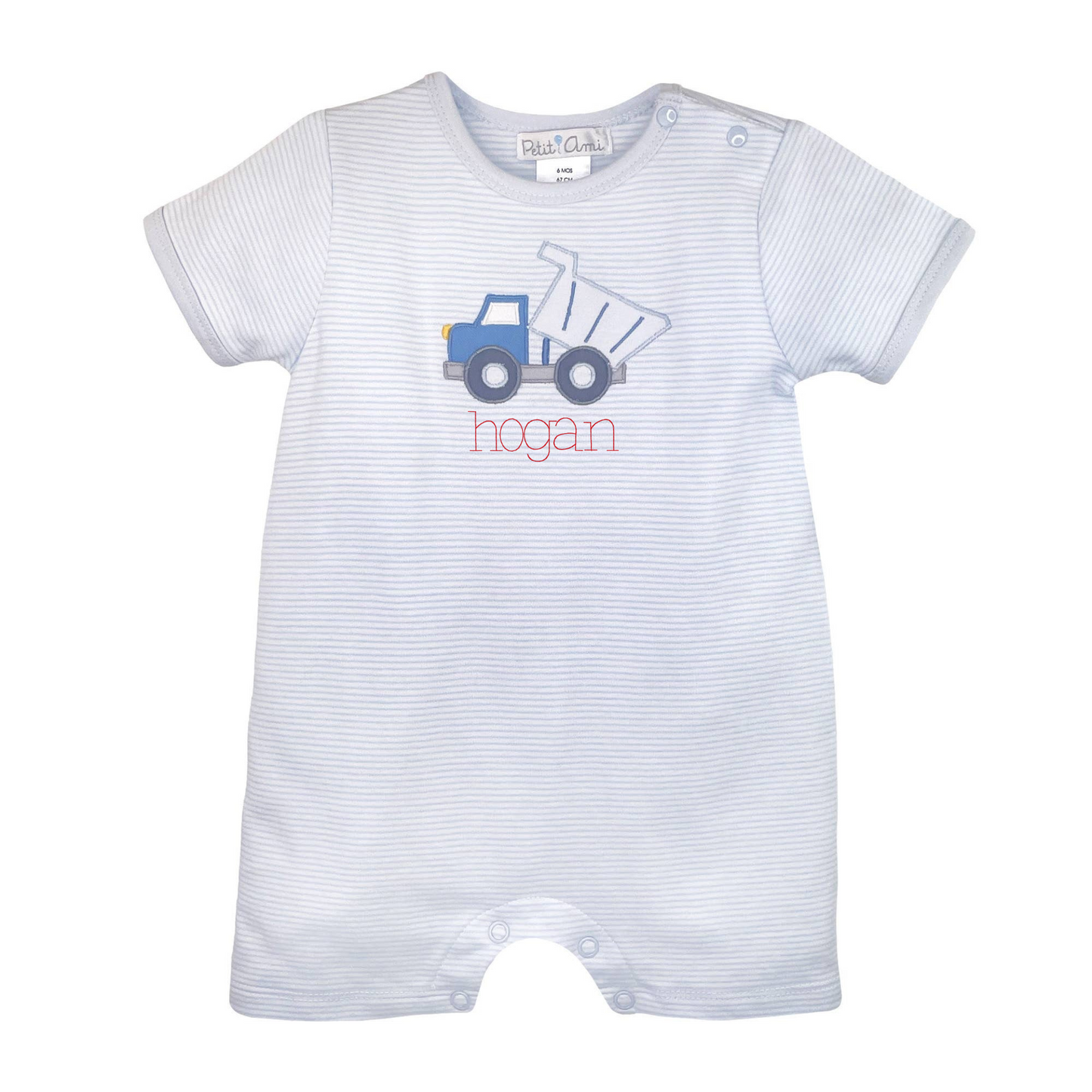 Dump Truck Applique Knit Romper