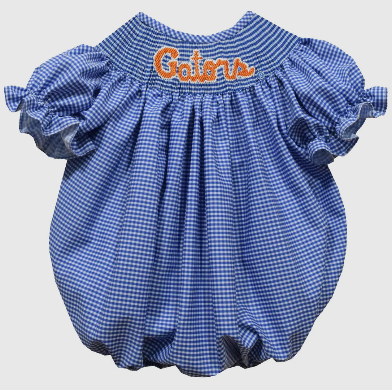 Florida Gators Smocked Short Sleeve Gingham Bubble