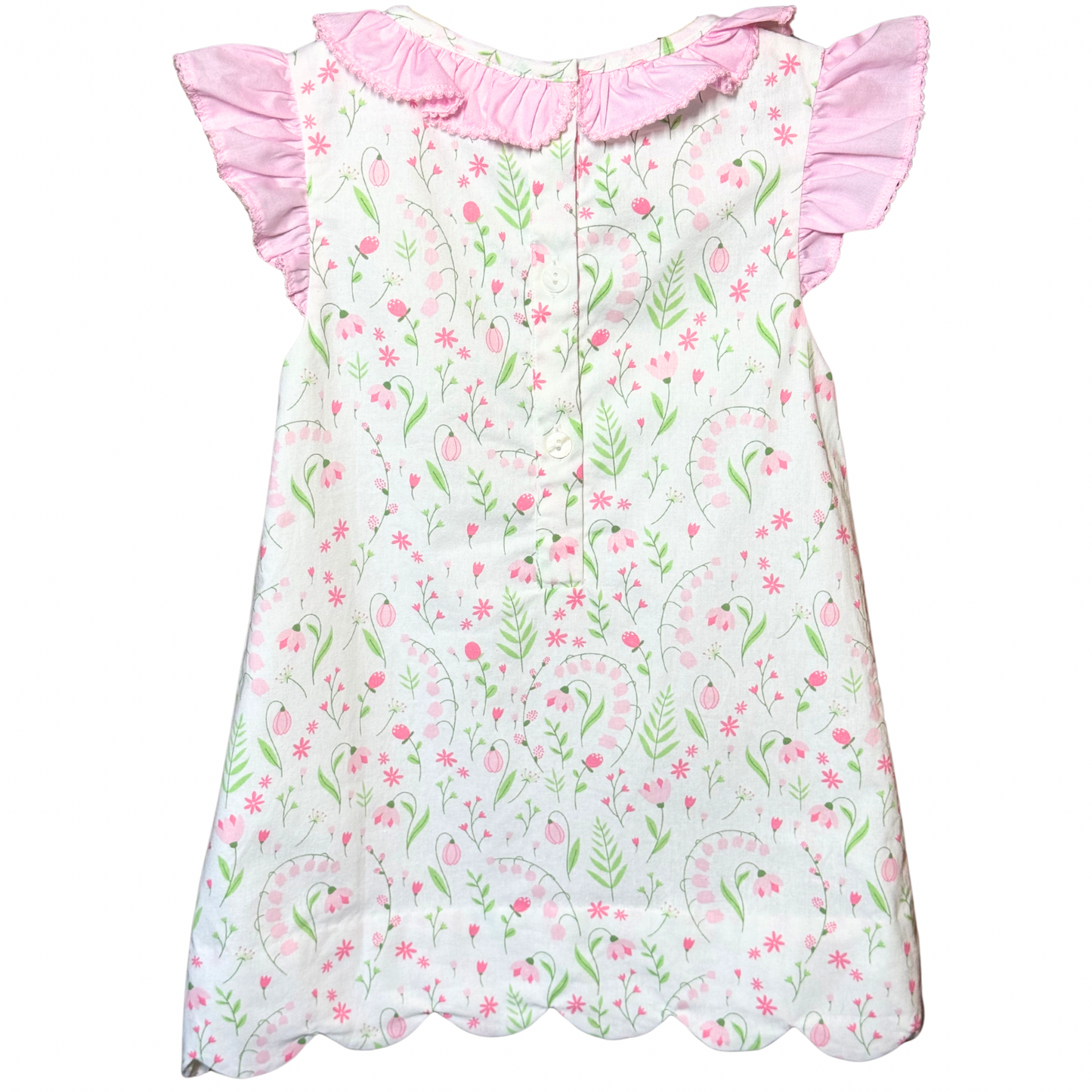 Embroidered Pink & White Lily Floral Dress