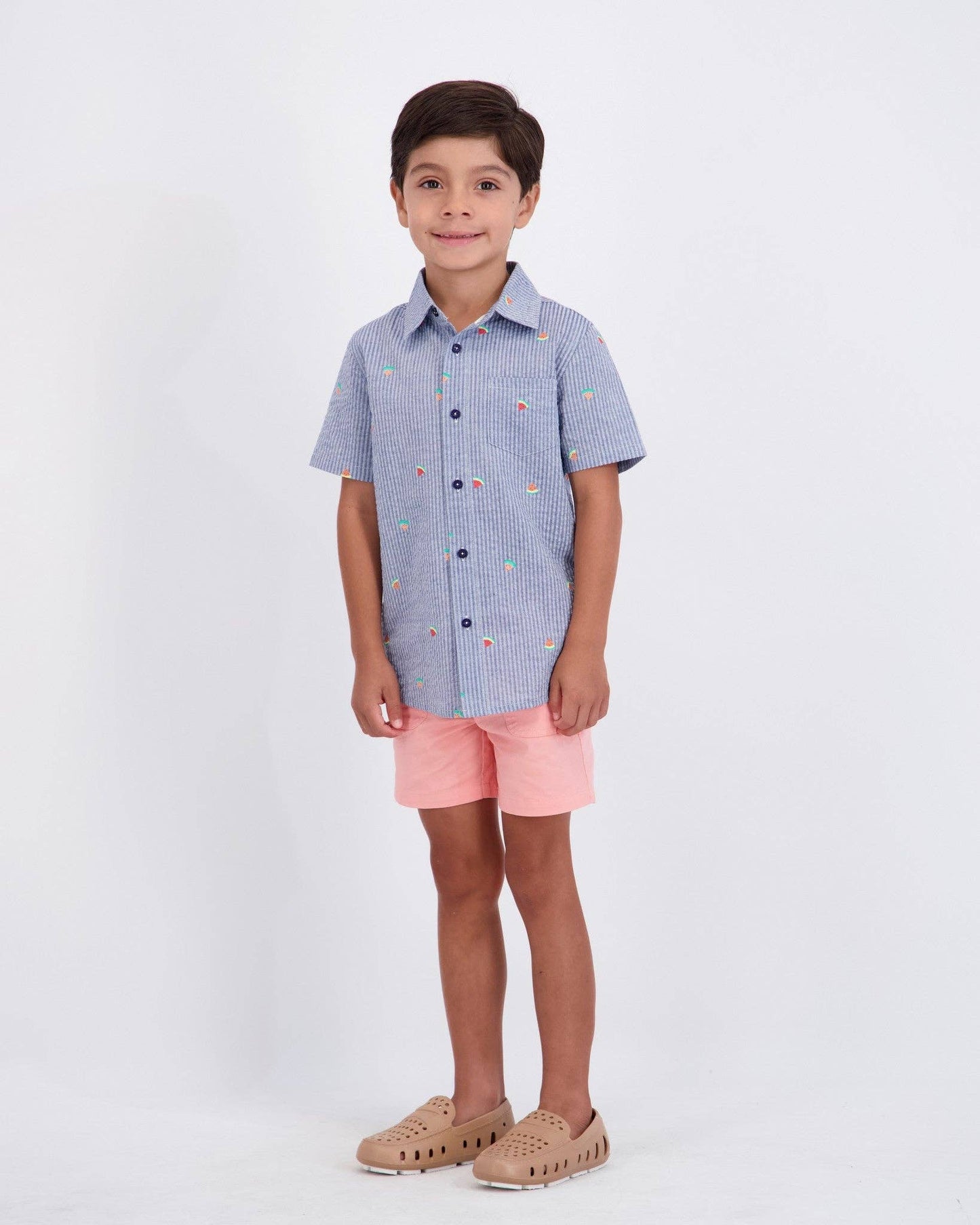 Boys Seersucker Buttondown Set | Watermelon