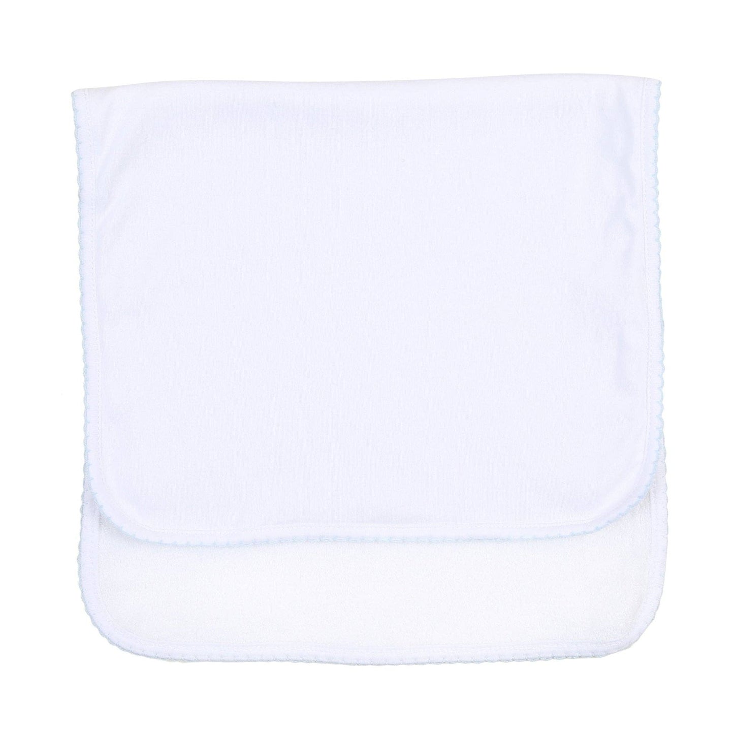 Blue Picot Trim Burp Cloth