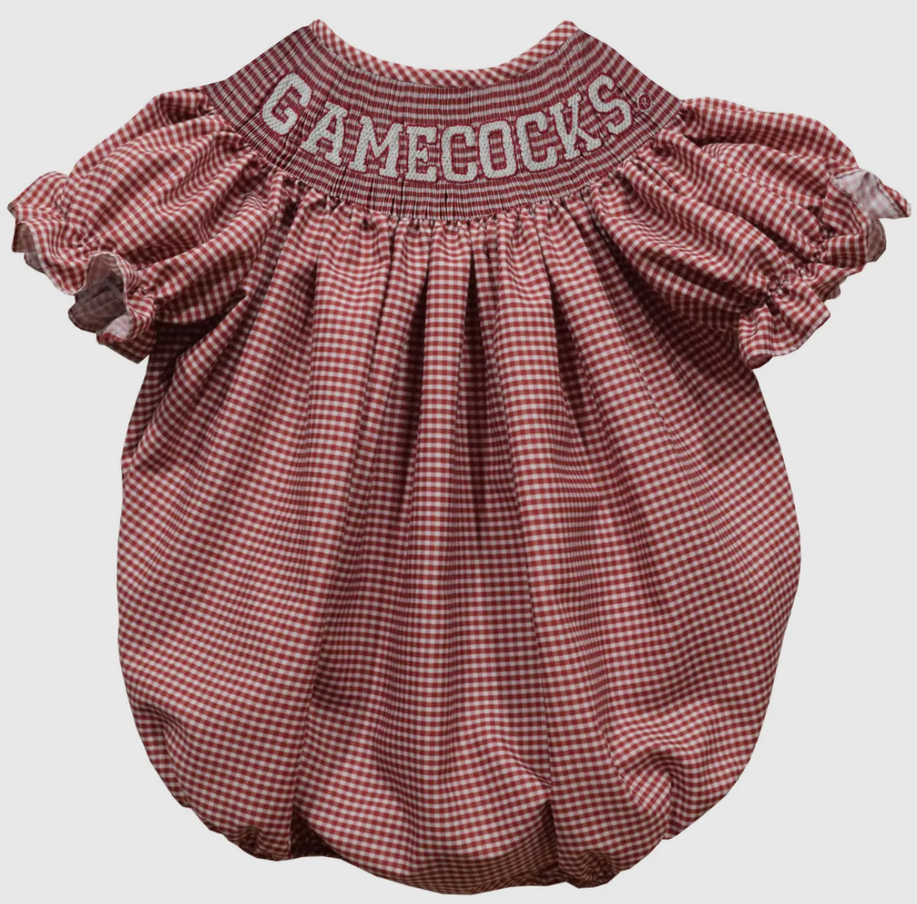 South Carolina Smocked Short Sleeve Gingham Girls Bubble
