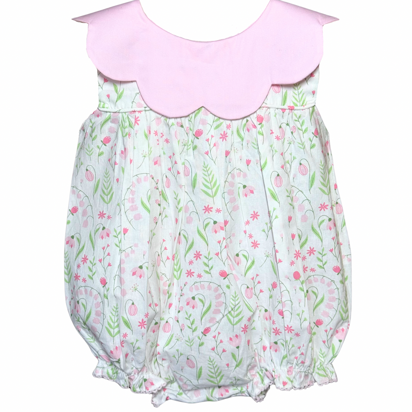 Embroidered Pink & White Lily Floral Bubble