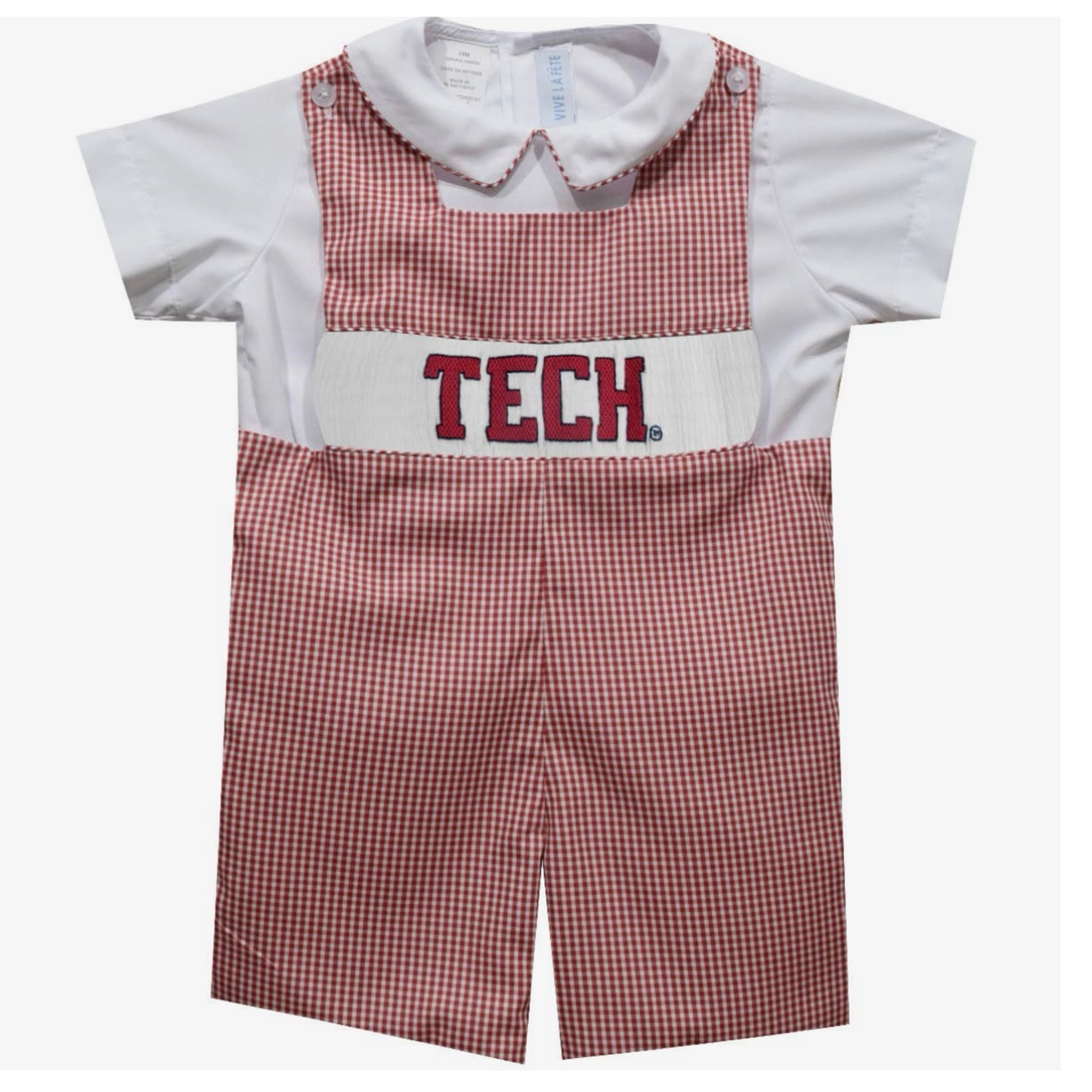 Texas Tech Red Raiders Smocked Gingham Jon Jon Short Sleeve