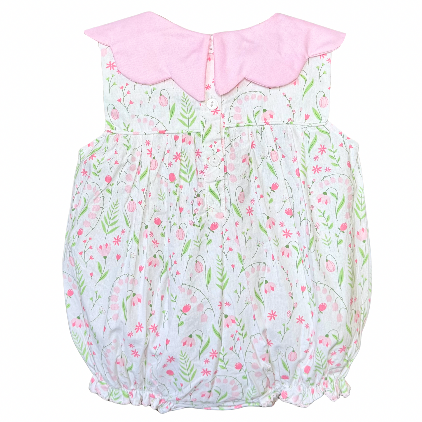 Embroidered Pink & White Lily Floral Bubble