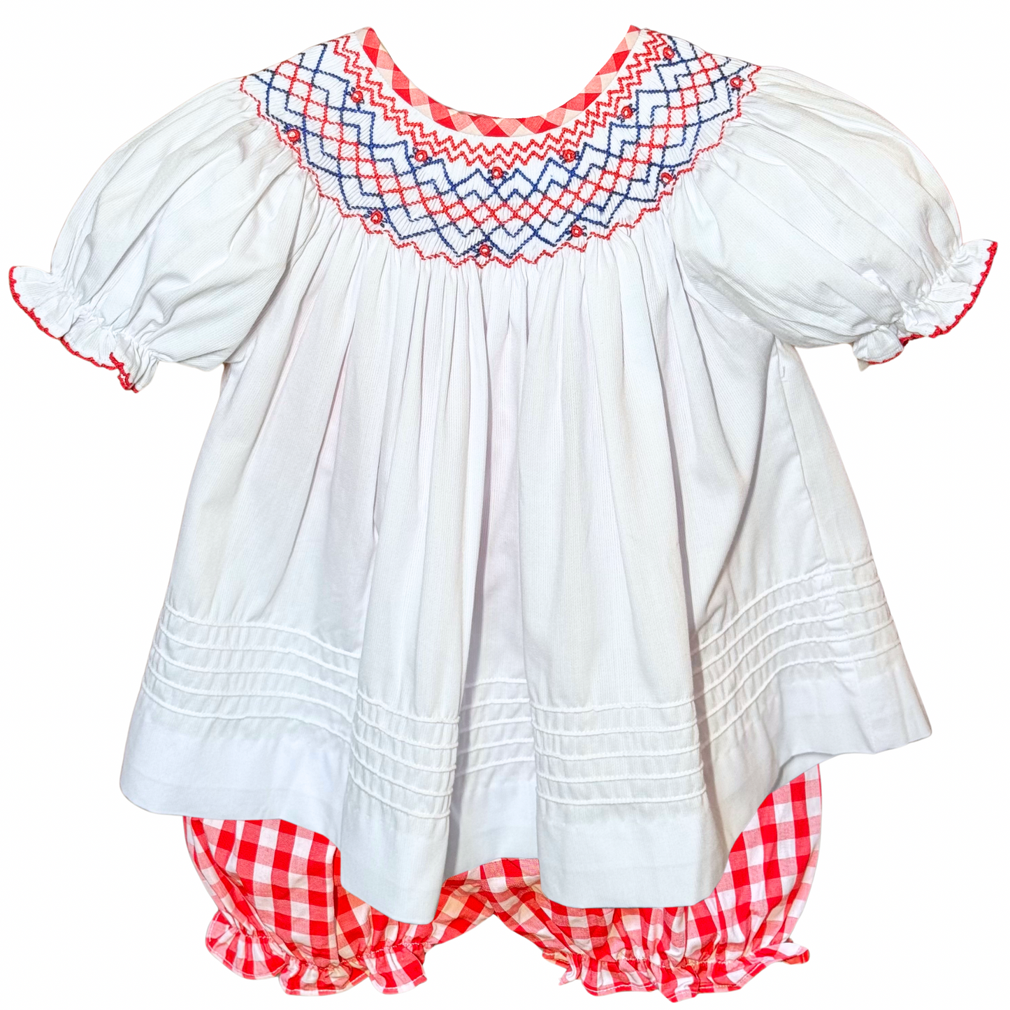 Smocked Red, White & Blue 2-Piece Set