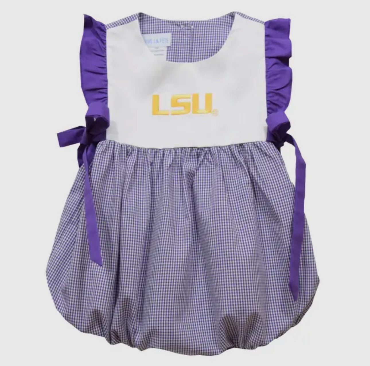 LSU Tigers Embroidered Girl Bubble with Bows