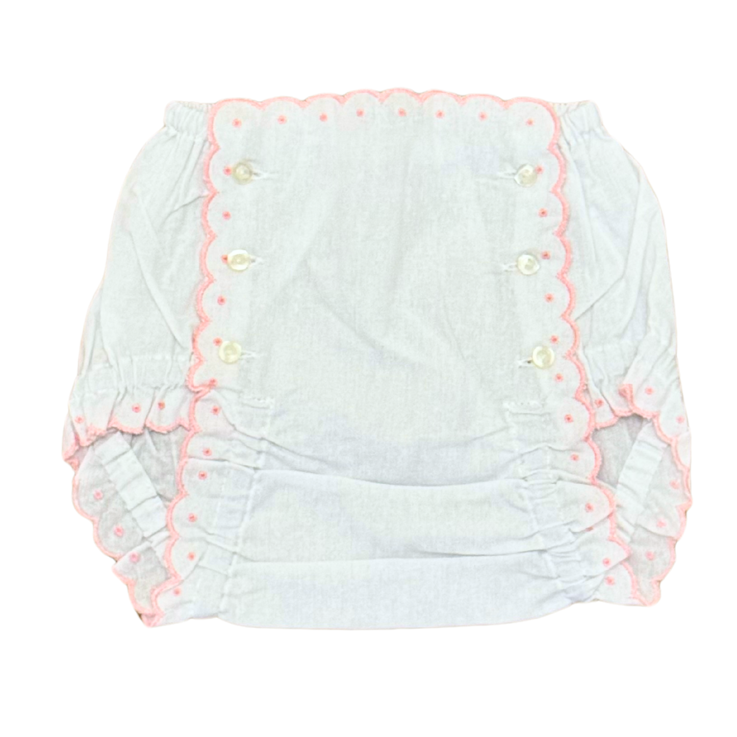 Pink Scallop Edge Linen Diaper Cover with Buttons