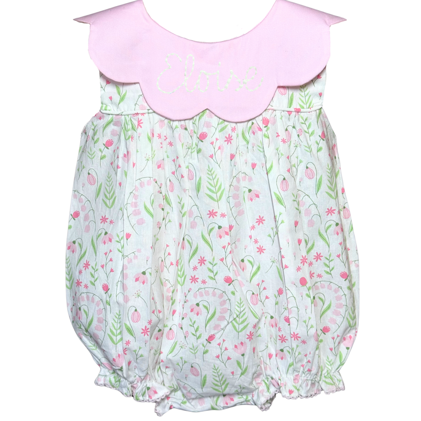 Embroidered Pink & White Lily Floral Bubble