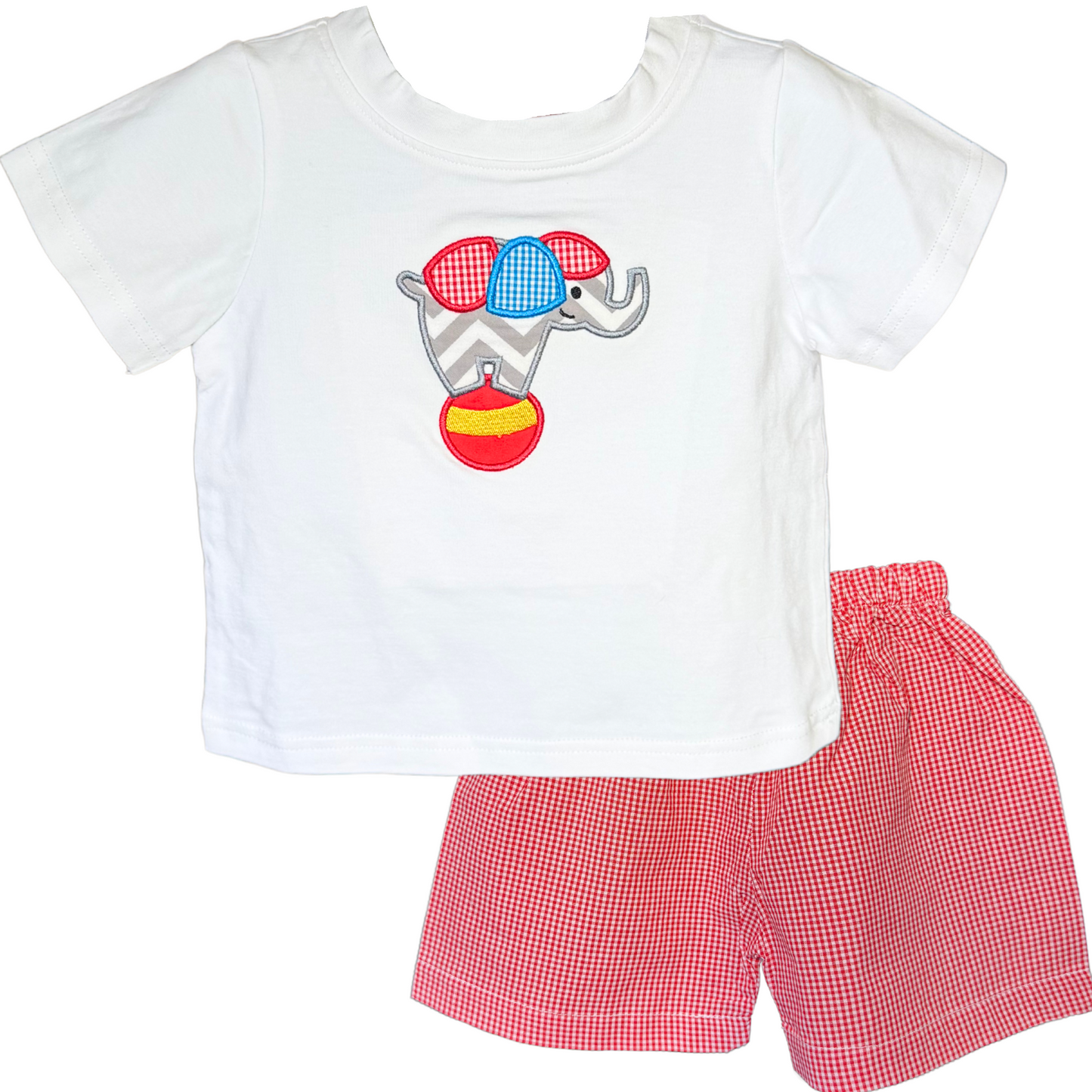 Applique Elephant Ball T-shirt/Short Set