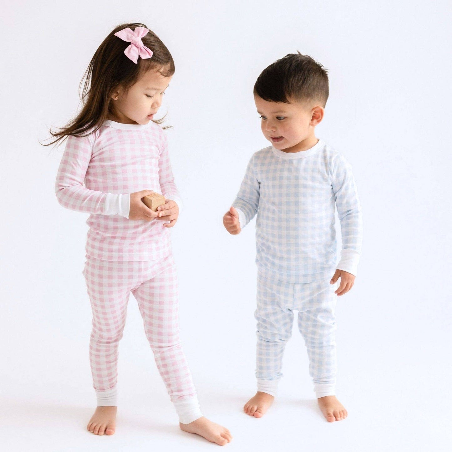 Baby Checks Long Pajamas - Pink