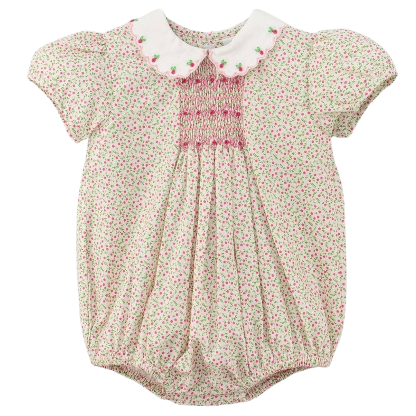 Tan Floral Smocked Bubble