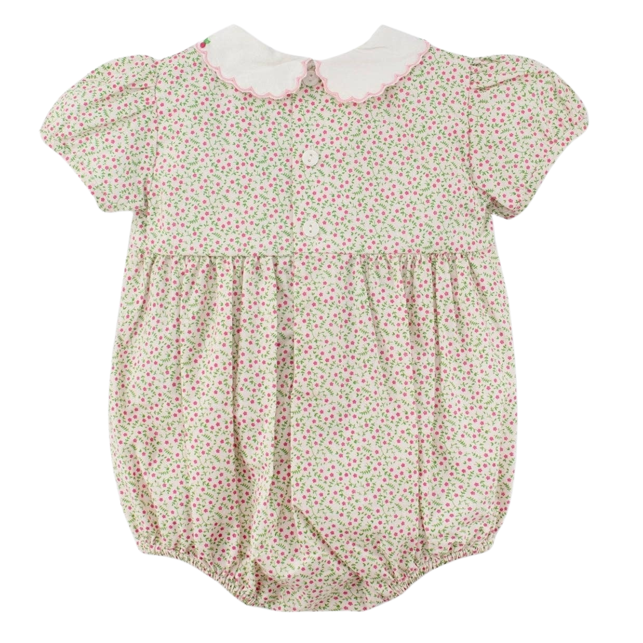 Tan Floral Smocked Bubble