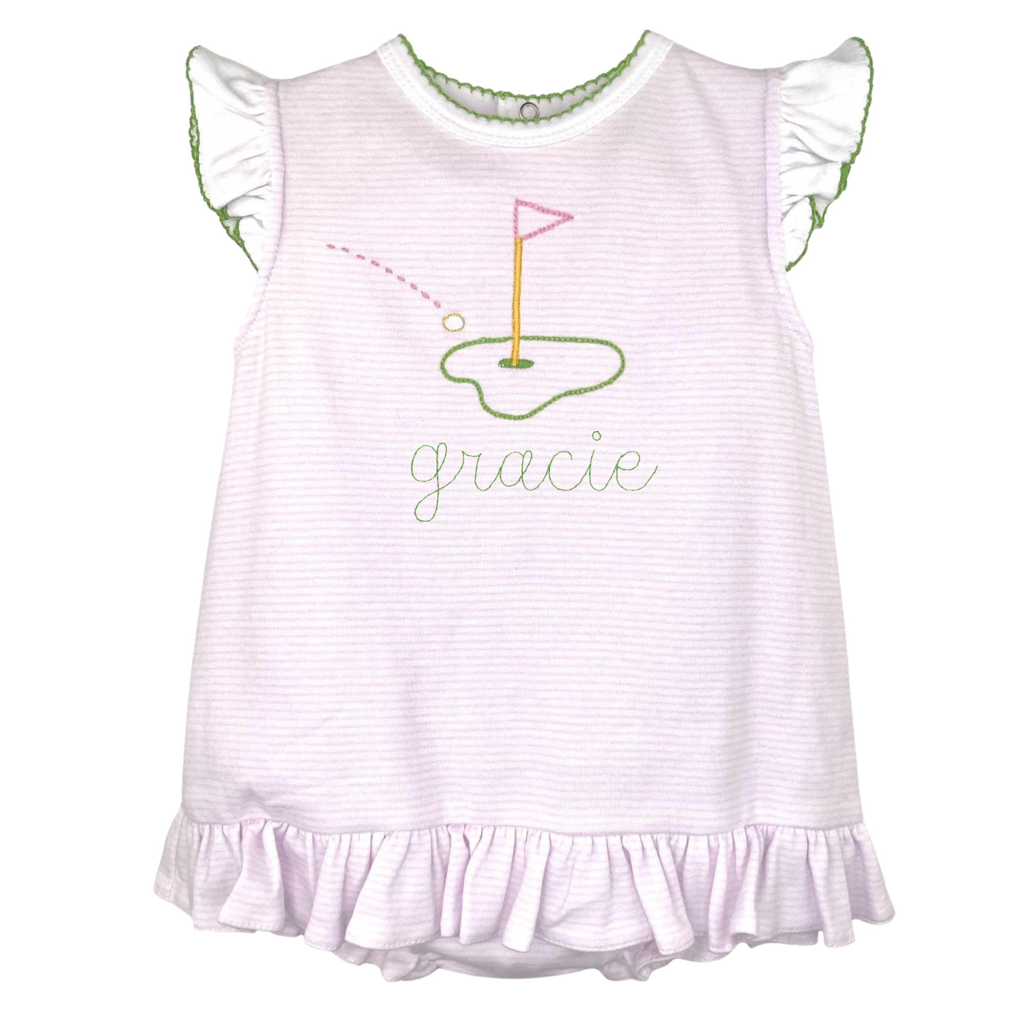 Golf Embroidered Knit Bubble with Angel Wing Sleeves