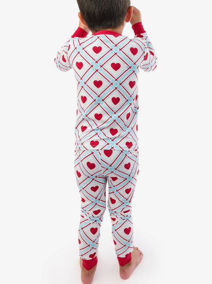 Blue Sweetheart Plaid Long Sleeve Pajama Set