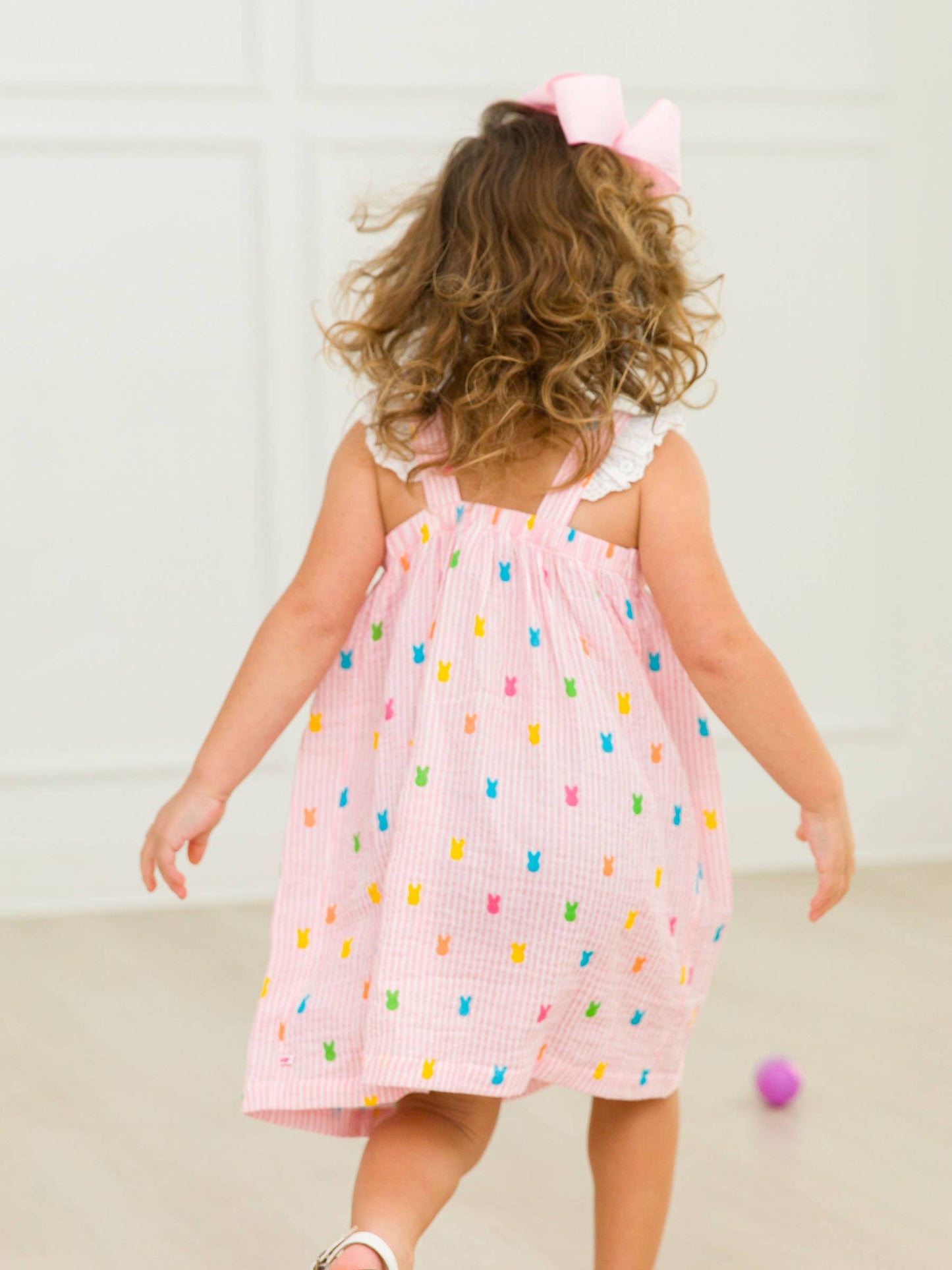 Pink Bunny Stripe Bow Dress