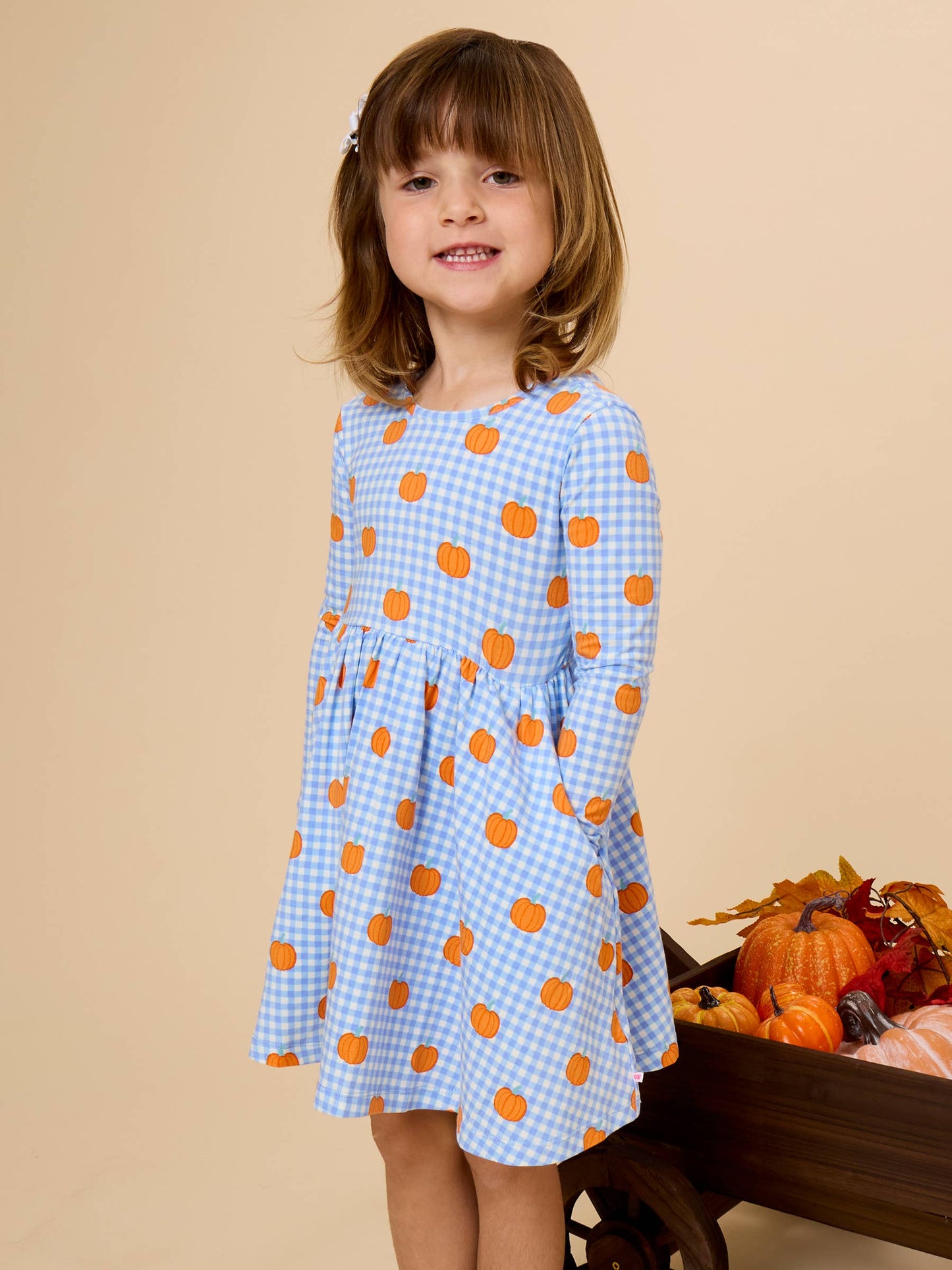Pumpkin Patch Gingham Twirl Dress