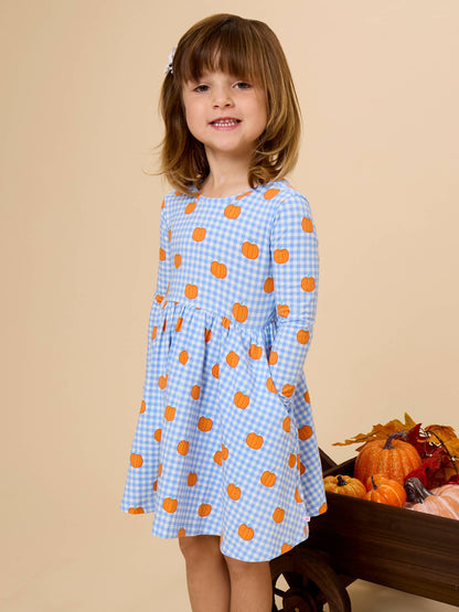 Pumpkin Patch Gingham Twirl Dress