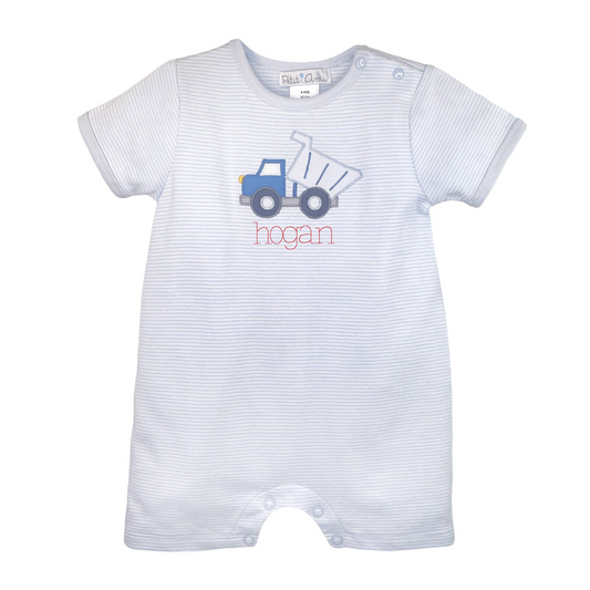 Dump Truck Applique Knit Romper