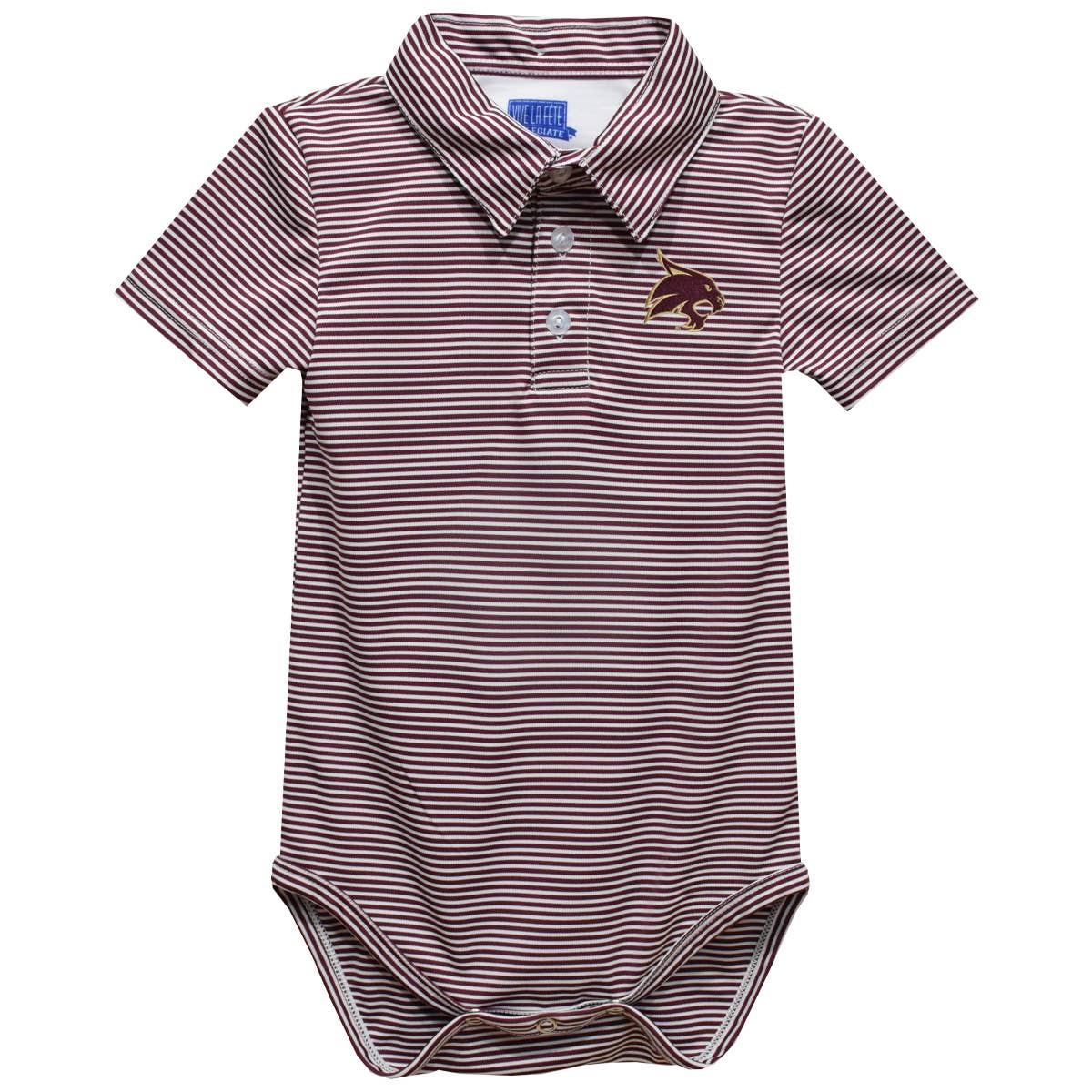 Texas State Bobcats TXST Embroidered Striped Polo Onesie READY TO SHIP