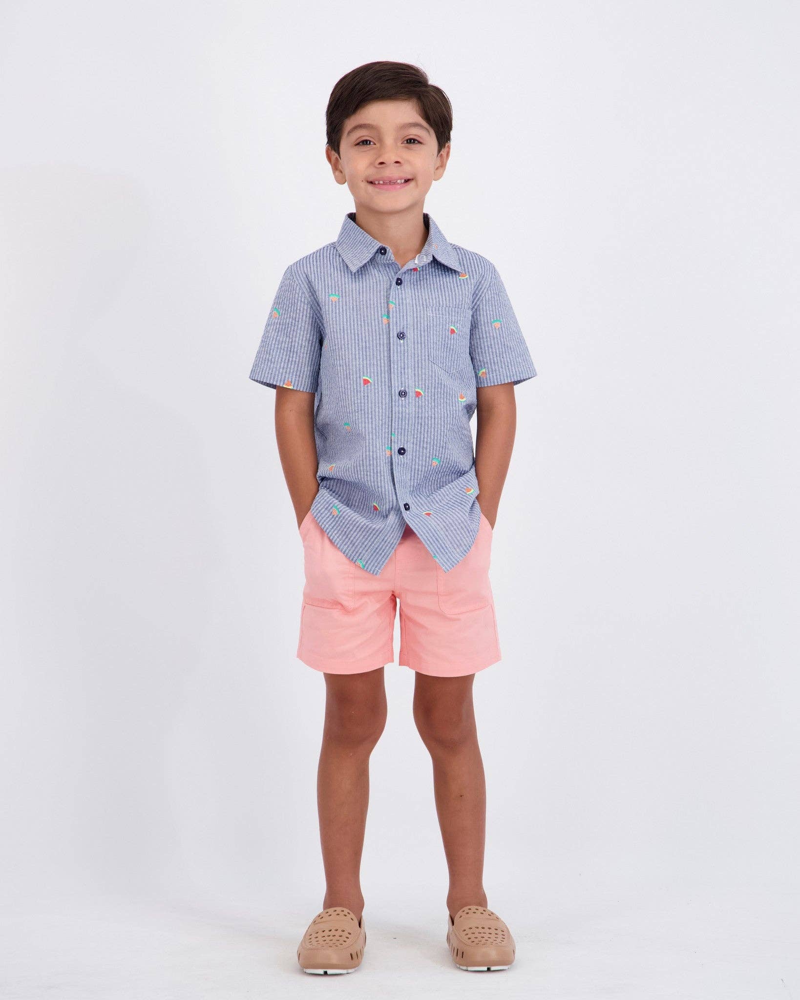 Boys Seersucker Buttondown Set | Watermelon