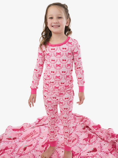 Love You Cherry Much Ruffle Long Sleeve Pajama Set