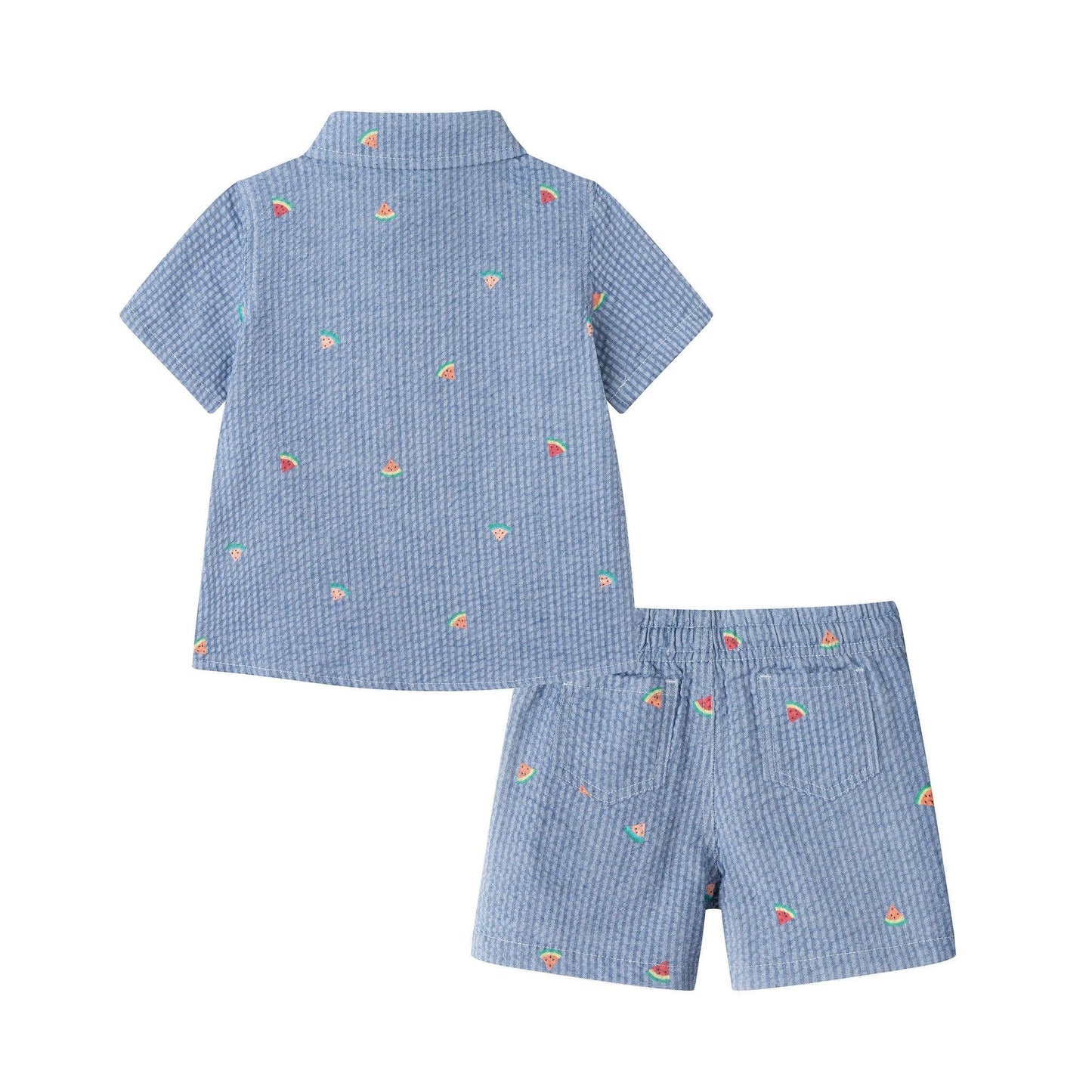 Infant Buttondown & Short Set | Watermelon Stripes