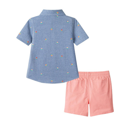 Boys Seersucker Buttondown Set | Watermelon