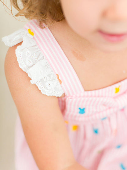 Pink Bunny Stripe Bow Dress