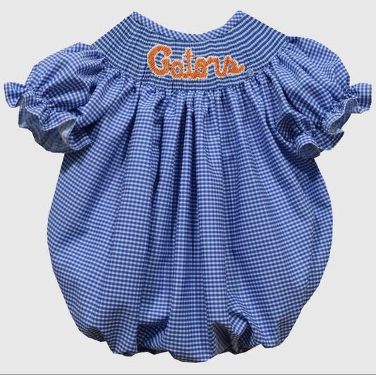 Florida Gators Smocked Short Sleeve Gingham Bubble