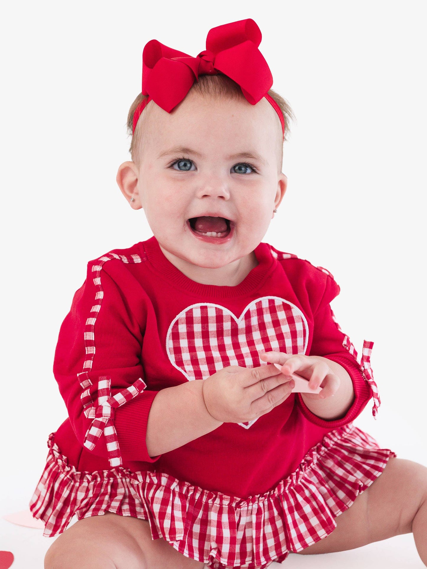 Heart Gingham Ruffle Bow Bloomer Set