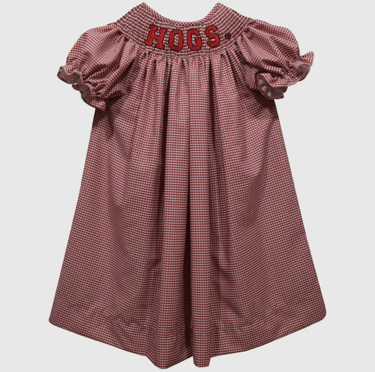 Arkansas Razorbacks Smocked Gingham Dress