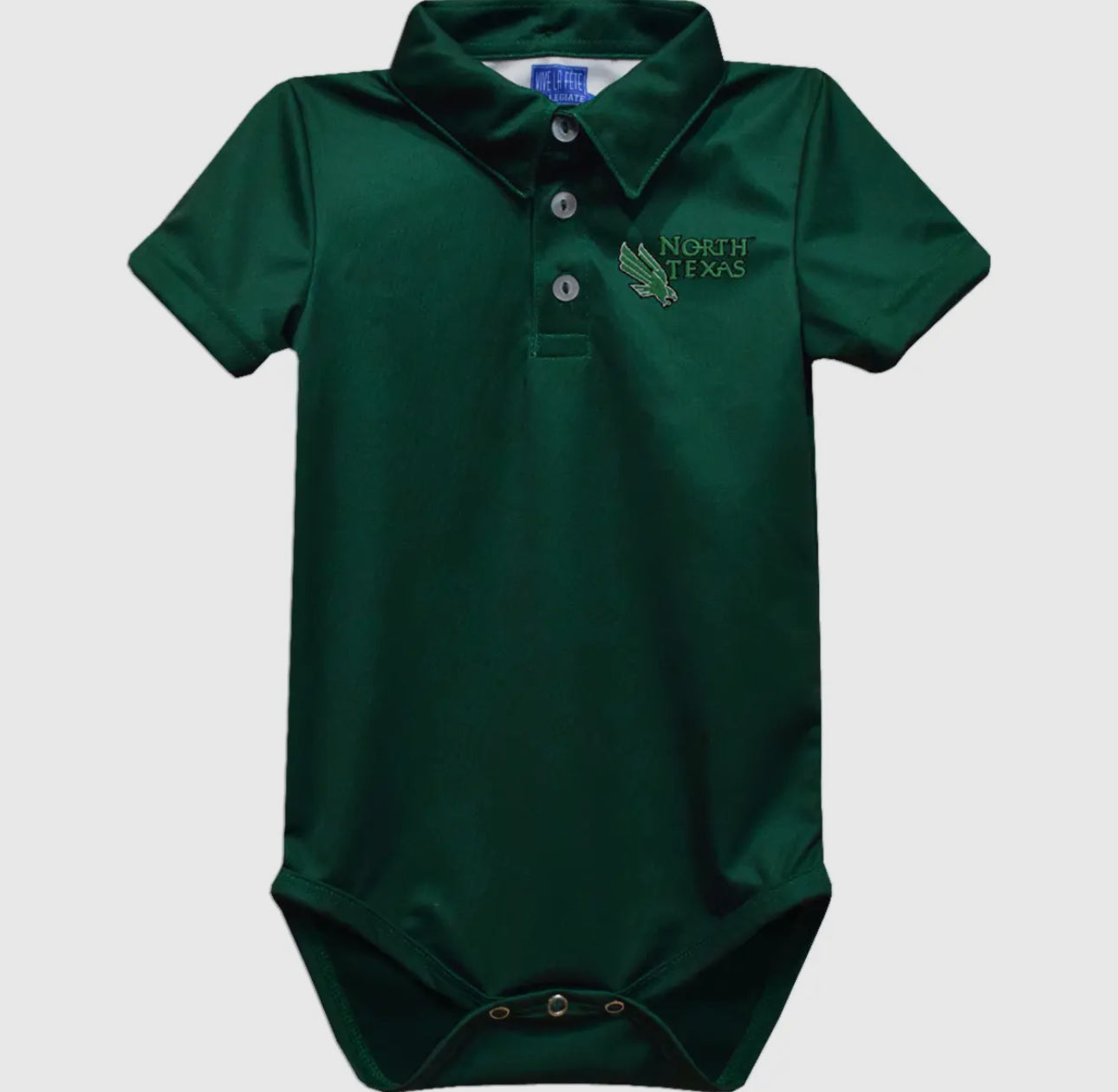 North Texas Mean Green Embroidered Knit Polo Onesie