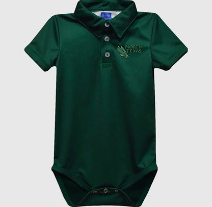 North Texas Mean Green Embroidered Knit Polo Onesie