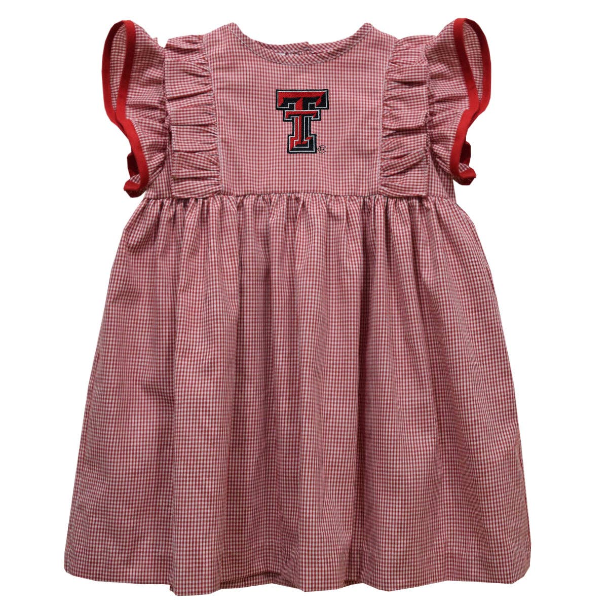 Texas Tech Red Raiders Embroidered Gingham Girl's Ruffle Dress