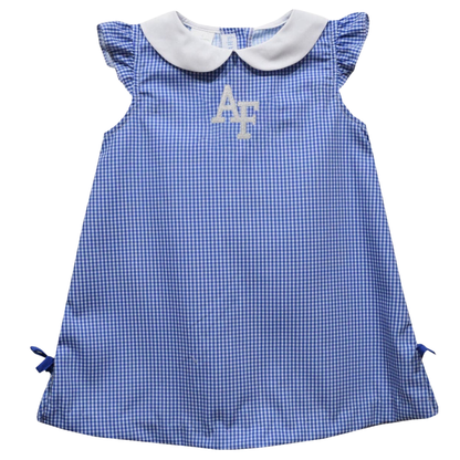 Air Force Embroidered Gingham A Line Dress