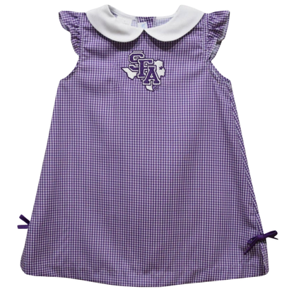 Stephen F. Austin Embroidered Gingham A Line Dress