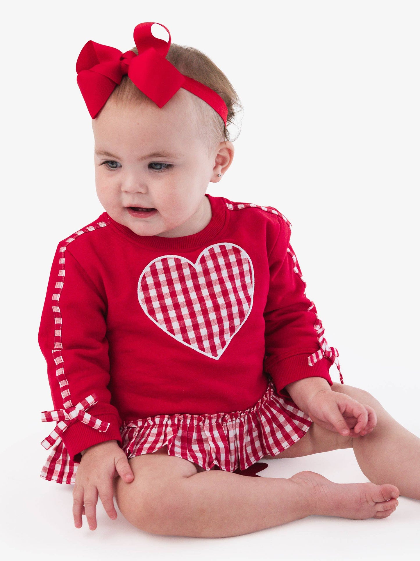 Heart Gingham Ruffle Bow Bloomer Set