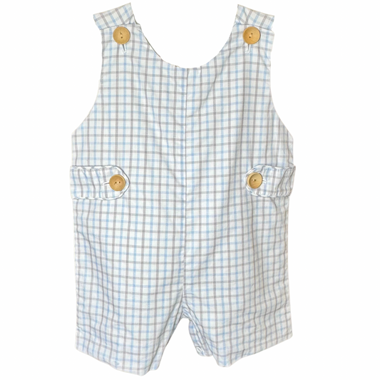 Blue & Tan Plaid Tab Shortall