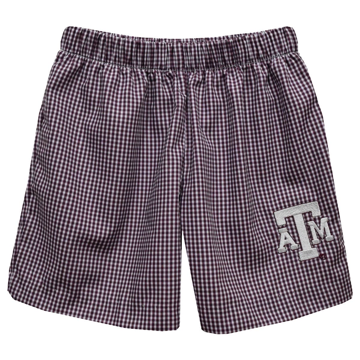 Texas A&M Aggies Embroidered Maroon Gingham Pull up Shorts READY TO SHIP