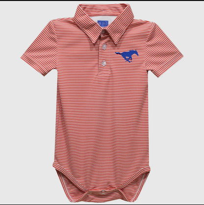 SMU Embroidered Knit Polo Onesie
