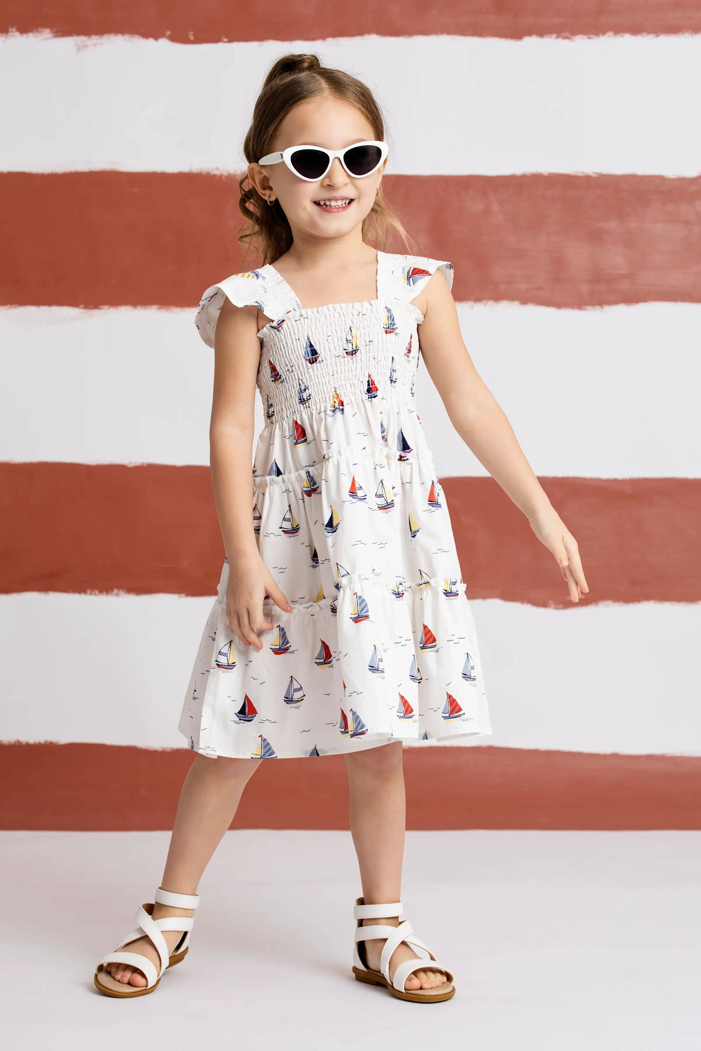 Girls Flutter Sleeve Dress - Little Skippers