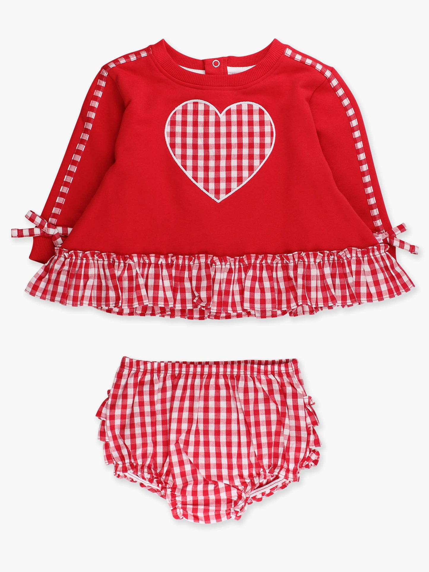 Heart Gingham Ruffle Bow Bloomer Set