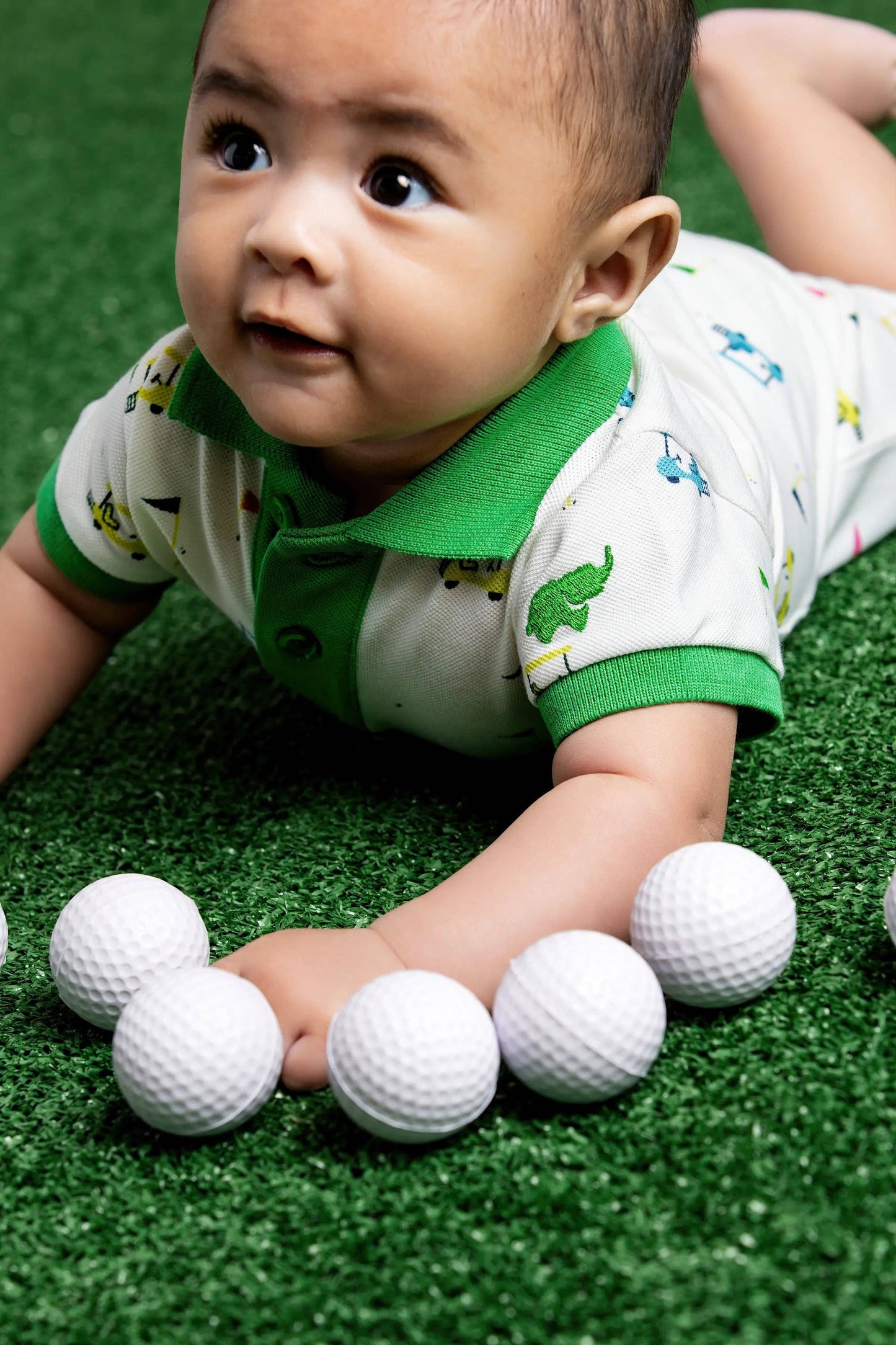 Baby Golf Shorty Polo Romper - Little Caddies