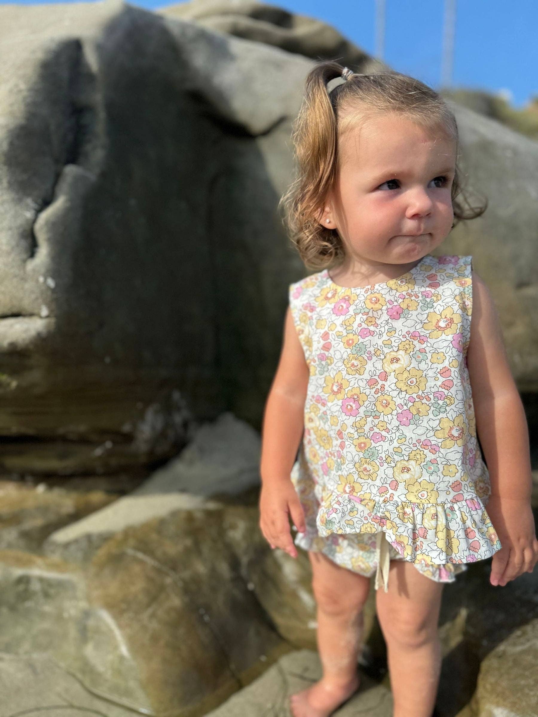 Aria Diaper Set - Yellow Retro Floral
