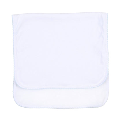 Blue Picot Trim Burp Cloth