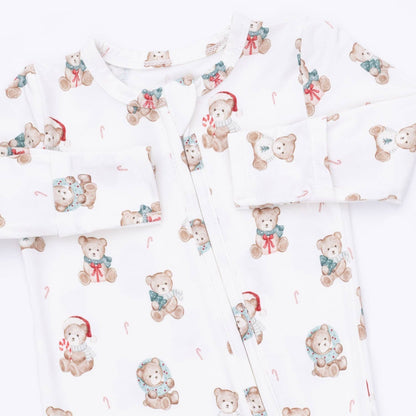 Christmas Teddy Bears Uni - 2 Way Zipper Footie