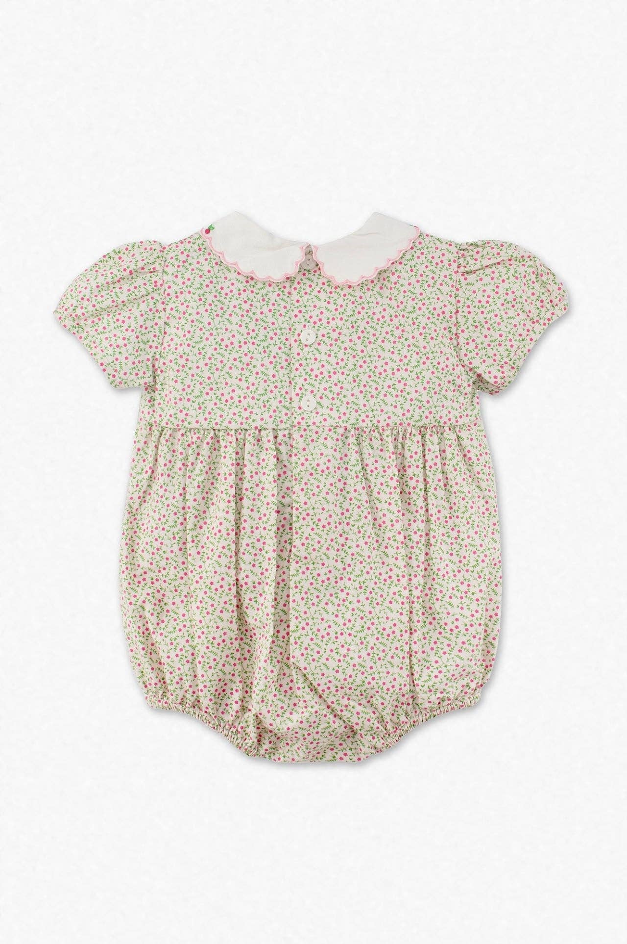 Tan Floral Smocked Bubble
