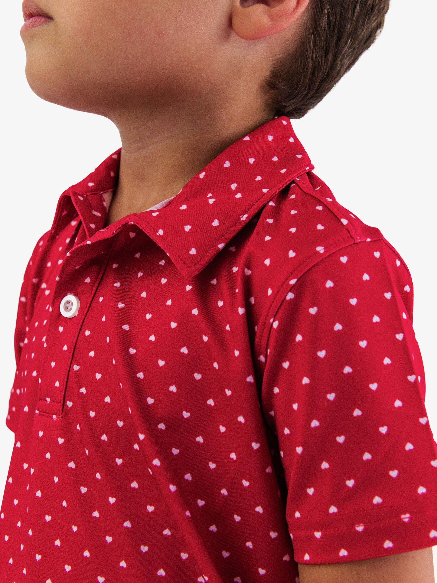 Red Heart Polka Dot Knit Short Sleeve Performance Polo